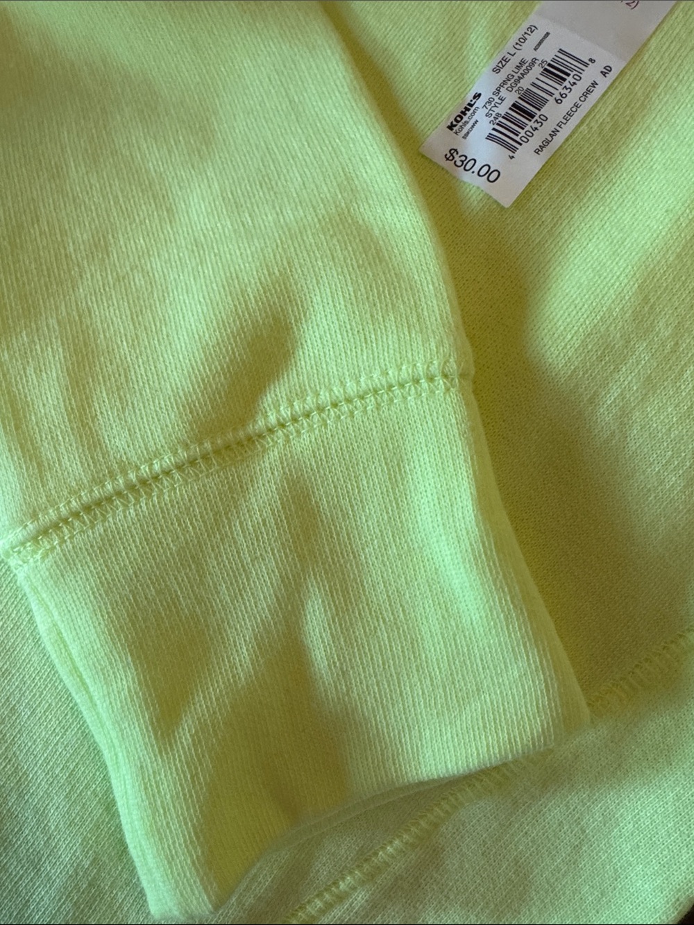 Kohl's SO Neon Yellow Crewneck Soft Sweatshirt for Girls Size 10/12 - Picture 5 of 6
